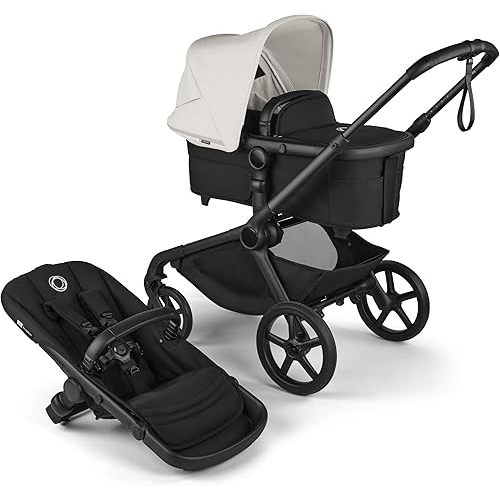 Bugaboo Kangaroo All-Terrain Single-to-Double Tandem Stroller for Infant and Toddler, for Up to Three Kids, XL Wheels, One-Hand Operation, Large Bassinet, XL Underseat Storage (Misty White)