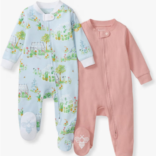 Burt's Bees Baby Girls' Organic Cotton Sleep and Play Footed Pajamas