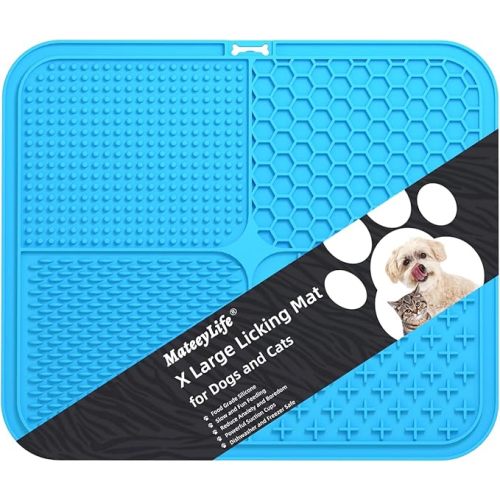 MateeyLife Lick Mat for Dogs X Large, 12''×10'' Lick Pat with Suction Cups for Large Dogs, Dog Food Mats for Anxiety Relief, Dog Enrichment Toys to Keep Them Slow Feeder, Cat Licking Matt for Bathing