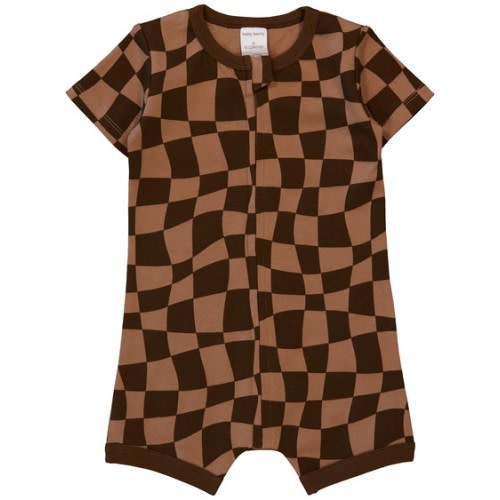 Medium Brown Baby Short Sleeve Zip Romper | Best&Less™ Online