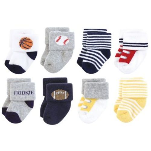 Hudson Baby Basics Infant Baby Cozy Terry Socks 8-Pack, Little Champ, 0-6 Months