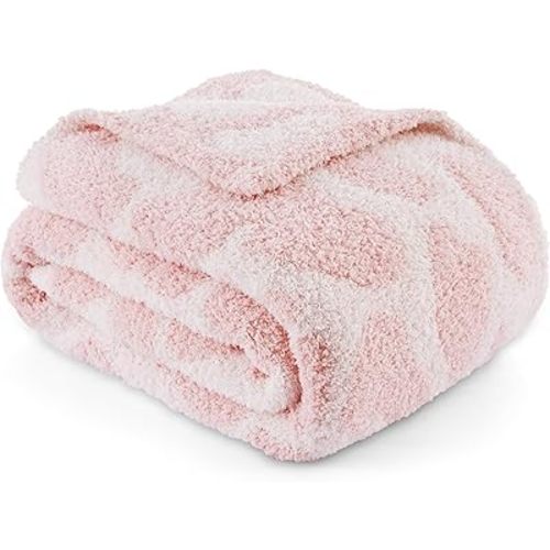 Bedsure Pink Leopard Throw Blanket, Pink Knit Plush Throw Blanket, Gift for Girlfriends Women Friends- Super Soft, GentleSoft Cozy & Warm, Breathable & Lightweight for Bed & Sofa, 50x60 Inches