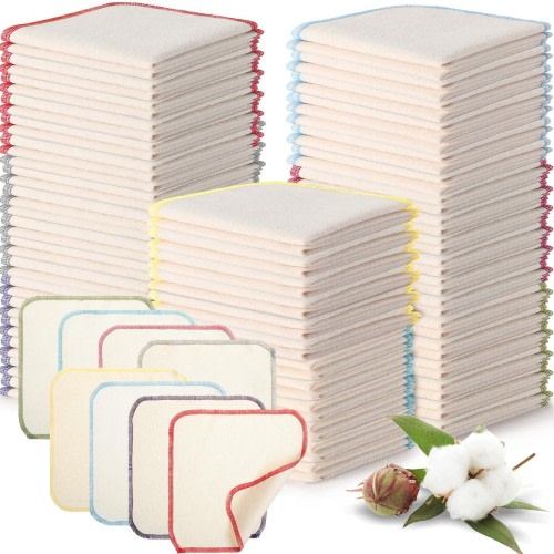 96 Pcs Flannel Cloth Baby Wipes Reusable Baby Diapers Wipes Washable Natural ...