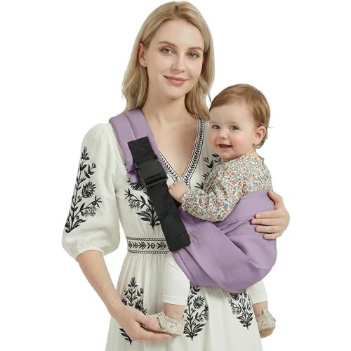 Baby Sling Carrier, Adjustable Baby Carrier Newborn to Toddler Carrier for 7-30lbs, Toddler Sling Carriers, Toddlers Hip Carriers, Purple