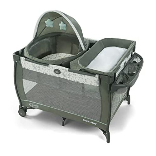 Graco Pack ’n Play Travel Dome Playard, Portable Bassinet with UV Canopy, Full‑Size Infant Bassinet, Diaper Changer