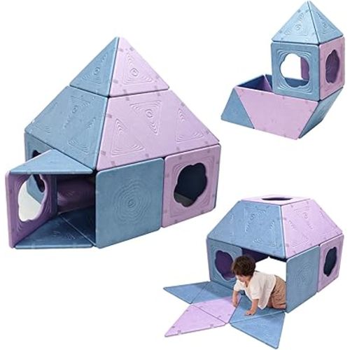 Asweets 18-Piece Magnetic Fort Building Kit, Lightweight Panels with Built-in Magnets, Giant Modular Playhouse Panels for 3+ Kids