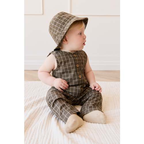 Organic Cotton Milo Jumpsuit - Variegated Grid Tarmac – Jamie Kay USA
