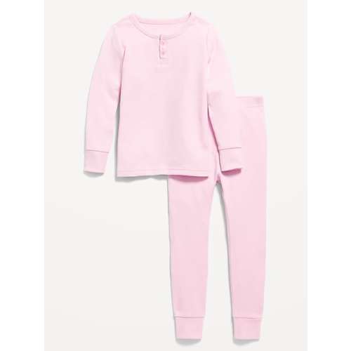 Snug-Fit Ribbed Henley Pajama Set for Toddler & Baby