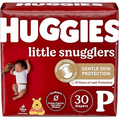 Huggies Little Snugglers Diapers, Size Preemie (up to 6 lbs), 30 Count