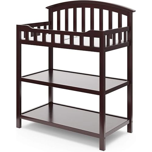 Graco Changing Table with Water-Resistant Changing Pad (Espresso) – GREENGUARD Gold Certified, Multi Storage Nursery Changing Table for Infants and Babies