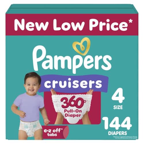 Pampers Diapers - Cruisers 360 - Size 4, 144 Count, Babyproof up to 100% Leakproof Pull-On Diaper