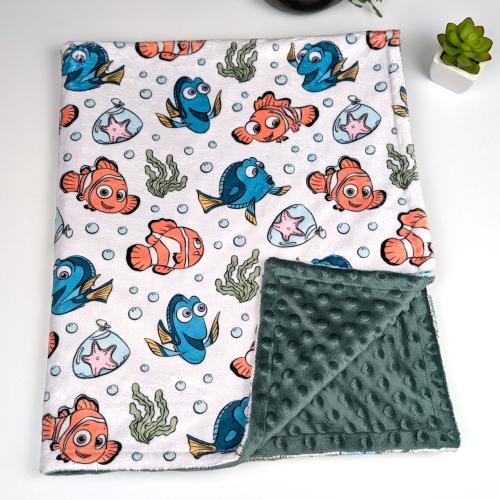 clown fish baby gift, personalized baby blanket, monogrammed newborn gift, coral reef fish swaddle, ocean fish baby gift, orange clownfish