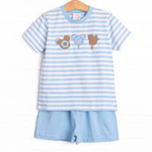 Charming Treats Applique Short Set, Blue – Stitchy Fish