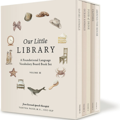 Our Little Library Vol. 2: First 100 Words Board Book Box Set, including Ocean Animals, Safari Animals, Food and Drink, Clothes, and Around the House (Tabitha Paige Children's Book Series)