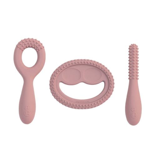ezpz Oral Development Teether - Blush: BPA-Free Silicone Baby Rattle & Chew Toy, Set of 3