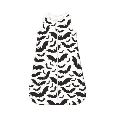 OLGCZM Spooky Halloween Bats Black Baby Unisex Baby Cotton Sleeveless Wearable Sleeping Bag, Sack, Blanket, 6-12 Months Large