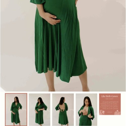 Lila Labor & Postpartum Gown in Emerald
