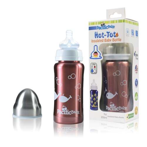 Pacific Baby Hot-Tot 7oz Insulated Stainless Steel Infant Feeding Bottle with Anti-Colic Nipple - Eco-Friendly Choice for Your Baby