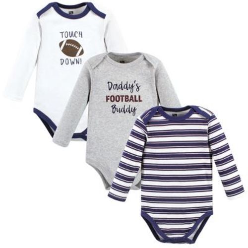 0-3M - Luvable Friends Hudson Baby Long-Sleeve Bodysuits 3pk, Little Quarterback,