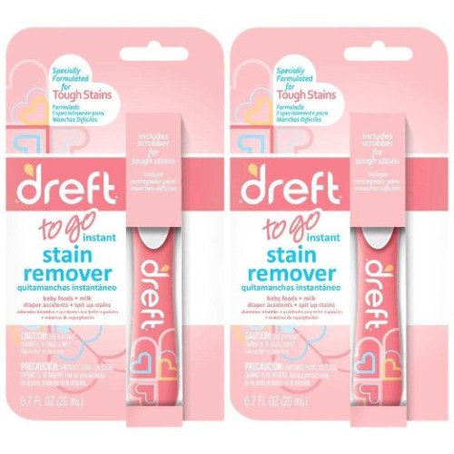 Dreft Baby Laundry Instant Stain Remover Pen, 0.7 Fluid Ounce (Pack of 2 Travel To-Go Pens)