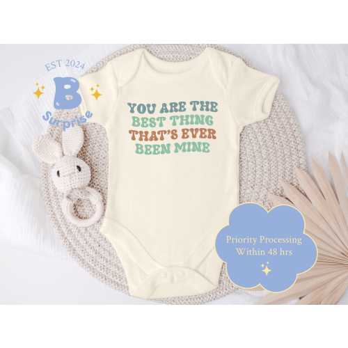Boy's Bodysuit | You Are The Best Thing That's Ever Been Mine Onesie® | Cute Baby Boy Natural Bodysuit | Heartfelt Baby Clothing