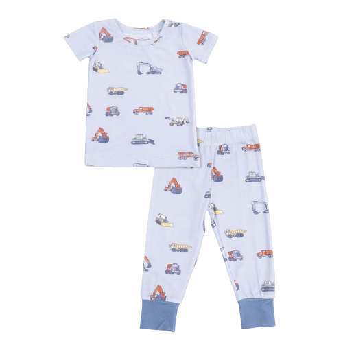 Short Sleeve Loungewear Set, Construction Vehicles