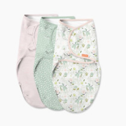SwaddleMe by Ingenuity Easy Change Baby Swaddle in Size Small/Medium, 0-3 Months, 7-14 Pounds, 3-Pack with Easy Change Zipper - Peekaboo Panda