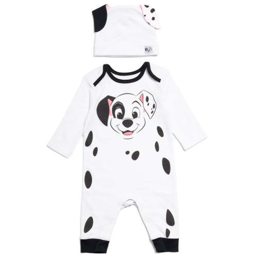 Disney 101 Dalmatians Patch Newborn Baby Boys Snap Cosplay Coverall and Hat Newborn to Infant