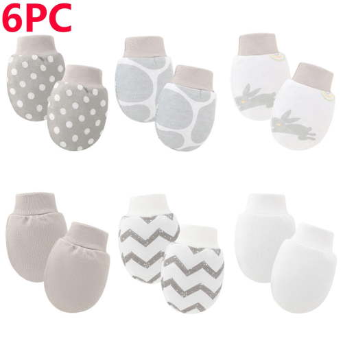 Cowsor 6PCS Newborn Anti Scratch Mittens Cute Random Print Baby Gloves Protective Hand Covers for 0-12 Months