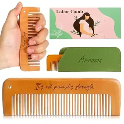 Rectangular Labor Comb - Birthing and Delivery Essential for Pregnancy, Wooden Birth Gift for New Moms