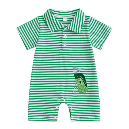 Baby Boy Golf Outfit Newborn Golf Cart Embroidery Polo Romper Shirt Button Down Collared Jumpsuit One Piece Outfits