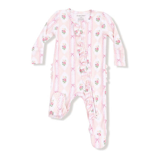 2-Way Zip Ruffle Footie, Ogee Lace Floral