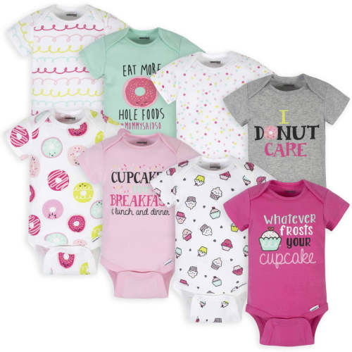 8-Pack Baby Girls Sweet Treats Onesies® Brand Bodysuits – Gerber Childrenswear