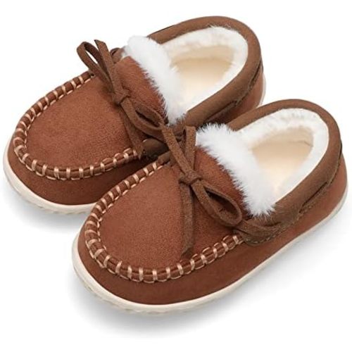 Scurtain Unisex Kids Toddler Slippers Suede Moccasin Slippers Size 6.5
