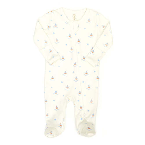 Tun Tun Double Zip Footie in Natural Boats 0/3M
