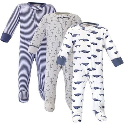 Touched by Nature Infant Organic Cotton Zipper Sleep and Play 3pk, Blue Whale