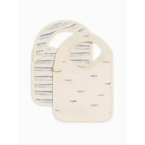 2-Pack Bibs - Wave Stripe + Fish