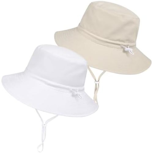 Baby Toddler Sun Hat,Boys Girls Adjustable Bucket Hat for Kids UPF 50+ Sun Protective Child Summer Beach Hats 0-5 Years