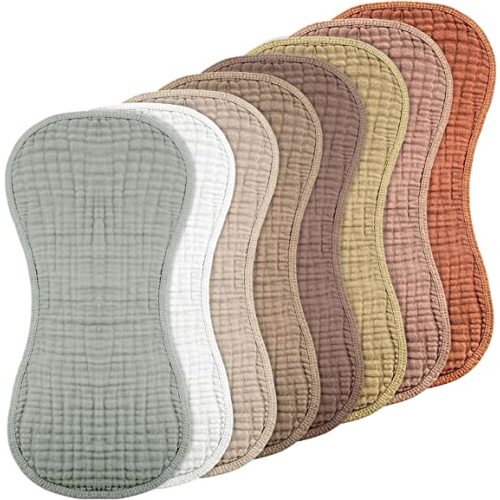 Frienda 8 Pack Muslin Burp Cloths for Baby Large 20 x 10 Inch Cotton Unisex Burp Rags for Spit up Drool Absorbent Soft Wash Cloths Diapers for Newborn Girl Boy Essential Shower Gift