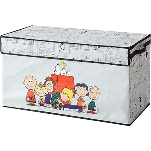 Peanuts Collapsible Storage Trunk with Lid,Large Chest Organizer for Kids Bedroom, Playroom & Nursery,Durable Fabric Toy Box with Handles