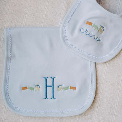 Train Picot Trim Bib & Burp Cloth Set – The Little Lamb House