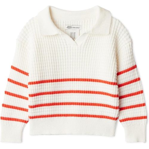 Amazon Essentials x Sofia Grainge Baby Boys' Mommy & Me Cotton Crochet Sweaters & Tank Sets, Ivory Red Placed Thin Stripe, 6-9 Months