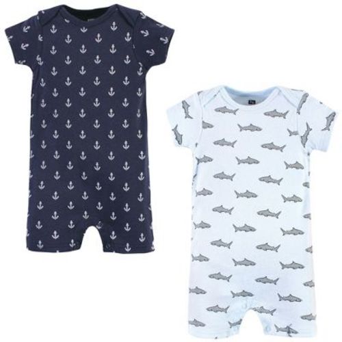 Hudson Baby Infant Boy Cotton Rompers, Shark