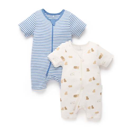 Little Bear 2 Pack Short Zip Growsuit