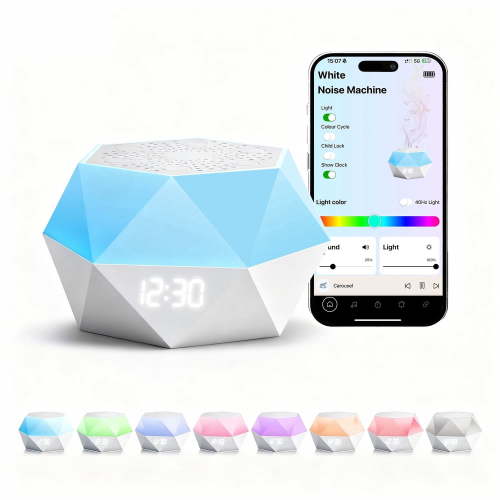 4-in-1 Portable Sound Machine, Rest Night Light, Timer, Bluetooth Speaker, White Noise Soother for Baby & Adults