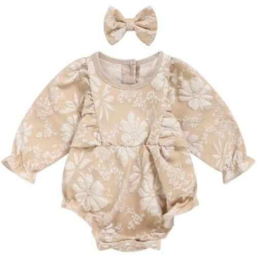 Baby Girl Fall Outfits Newborn Girl Clothes Long Sleeve Baby Girl Ropmer Cute Bubble Infant Floral One Piece Jumpsuit