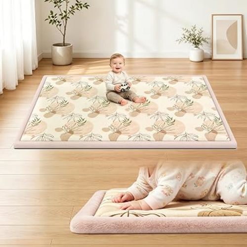 Baby Play Mat for Floor,1.3" Thick Elasti-Foam 65x50 Playpen Mat