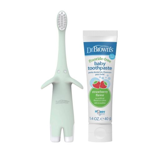 Dr. Brown's Infant-to-Toddler Mint Elephant Toothbrush with Apple-Pear Toothpaste Kit - 2pk