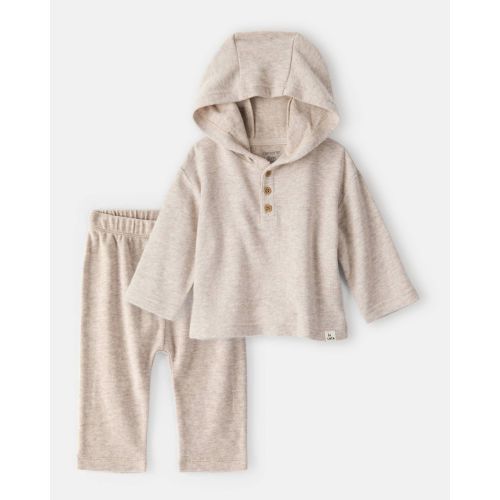 Baby Boy 2-Piece Hooded Top & Pull-On Pants Set - Beige | Carter's
