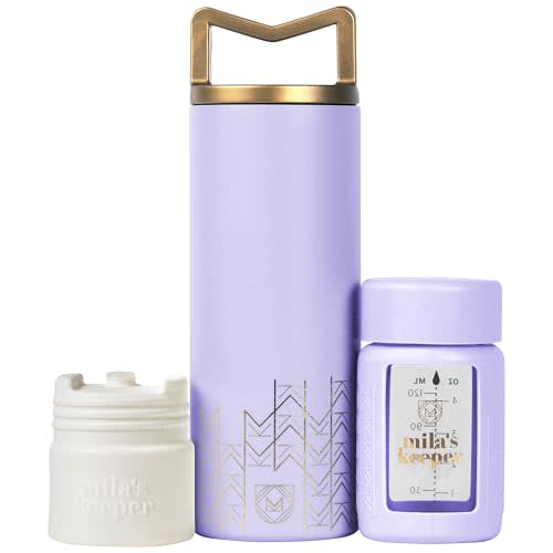 Mila's Keeper Portable Insulated Breast Milk Cooler Set | 20 Hr Storage | Cooler, Breast Milk Storage Bottle & Ice Pack for Travel | Fits Leading Pumps | Standard Neck Lavender Fields
